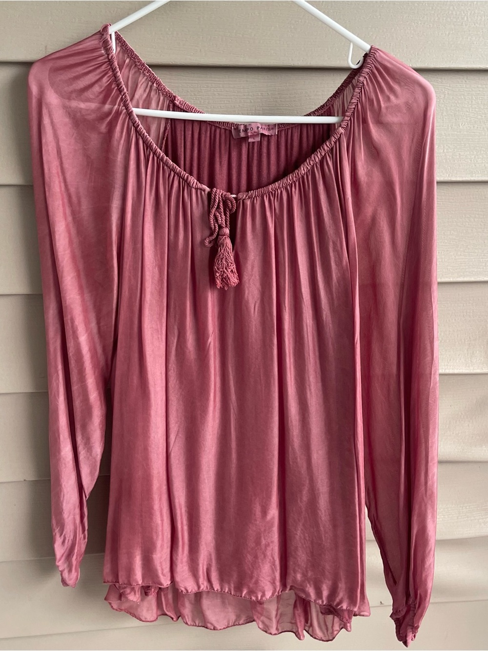 Tempo Paris Women's Top Boho Flowy Feminine Semi Sheer Pink Sz L Dainty Prairie